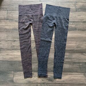 ELIE TIAN 2 Pair of Leggings Heathered Black & Brown Sz Small